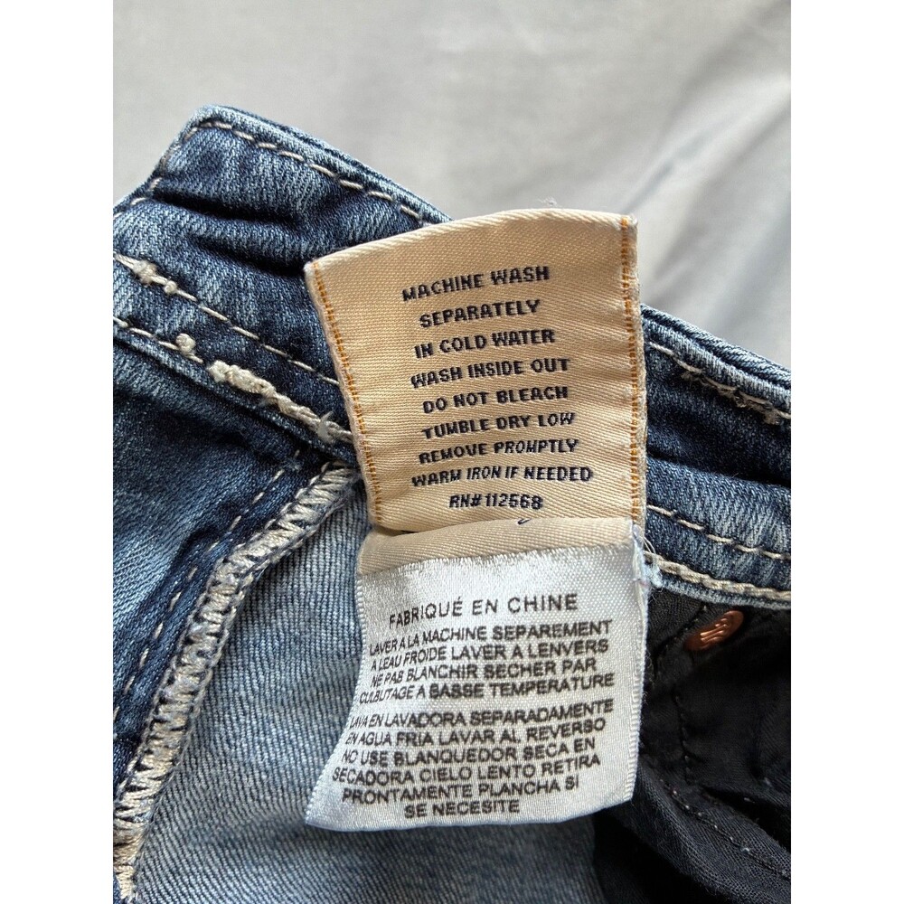 Miss Me Girls Denim Cuffed Capri Jean SZ 12 Sequin Embellished Y2K - Picture 11 of 13